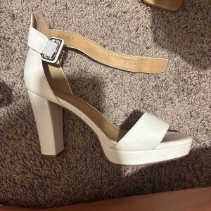 Elegant White Block Heel Sandals
